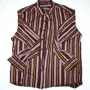 Kenneth Cole Reaction Purple and Yellow Striped Button Down